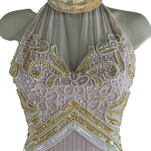 VTG Beaded Halter Dress European Sz 34 SMALL Cocktail Party Fairycore Retro 70s - Picture 8 of 16